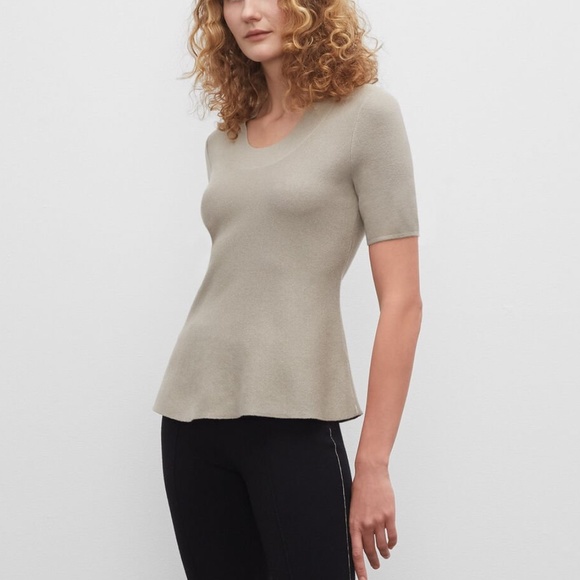 Short Sleeve Peplum Sweater - New With Tags - NEVER WORN - Sage - Picture 1 of 6